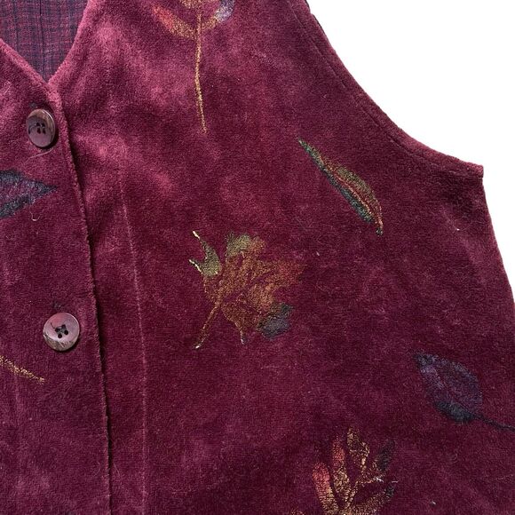 Bread by Staley Gretzinger Top Vest Womens Size 1 Burgundy Painted Art to Wear - Picture 3 of 9